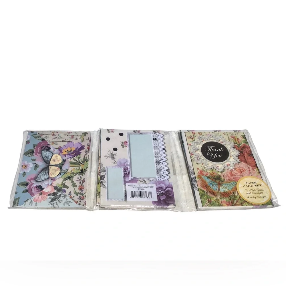 Punch Studio Lacy Butterfly Thank You Cards in Trifold Vinyl Sleeve (67566) 12ct